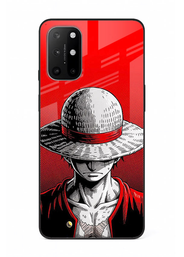 luffy red poster bold anime art OnePlus 8T glass cover dramatic pirate design case