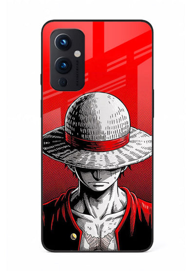 luffy red poster bold anime art OnePlus 9 Pro glass cover dramatic pirate design case