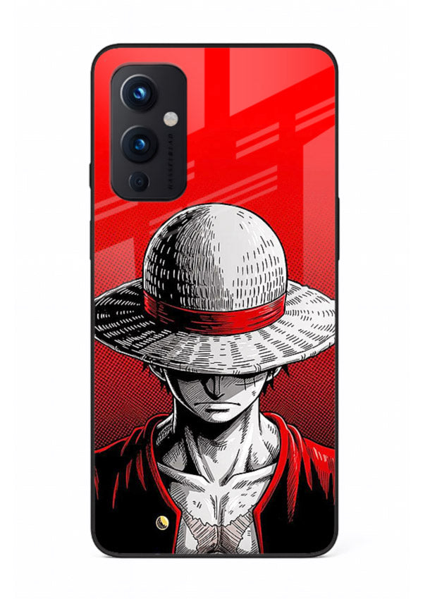 luffy red poster bold anime art OnePlus 9 Pro glass cover dramatic pirate design case