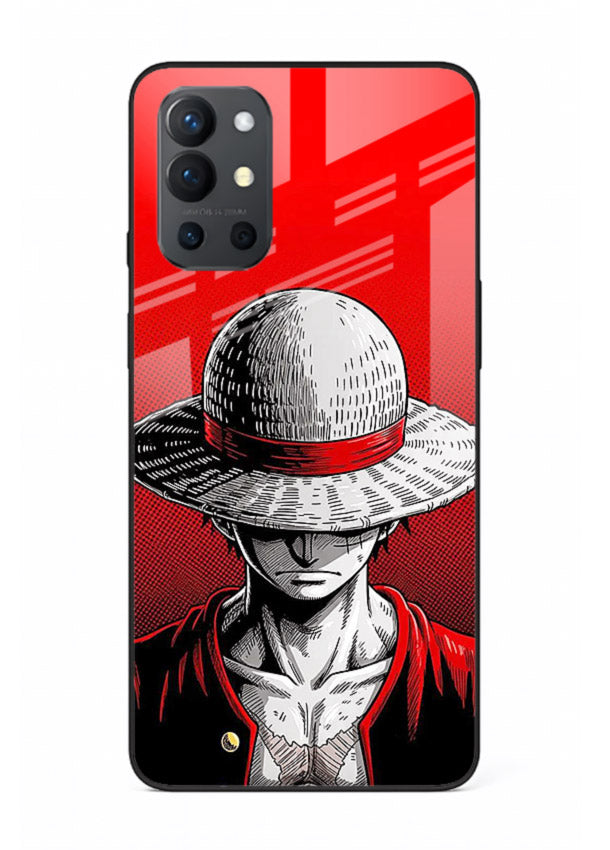 luffy red poster bold anime art OnePlus 9R glass cover dramatic pirate design case