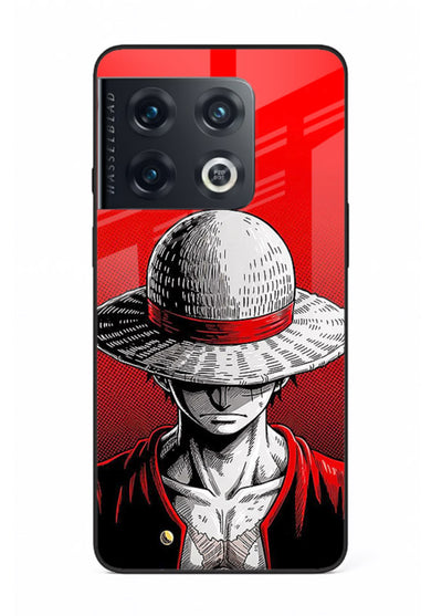 luffy red poster bold anime art OnePlus 10 Pro glass cover dramatic pirate design case
