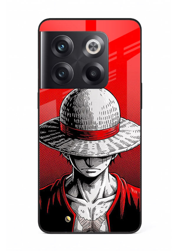 luffy red poster bold anime art OnePlus 10T glass cover dramatic pirate design case