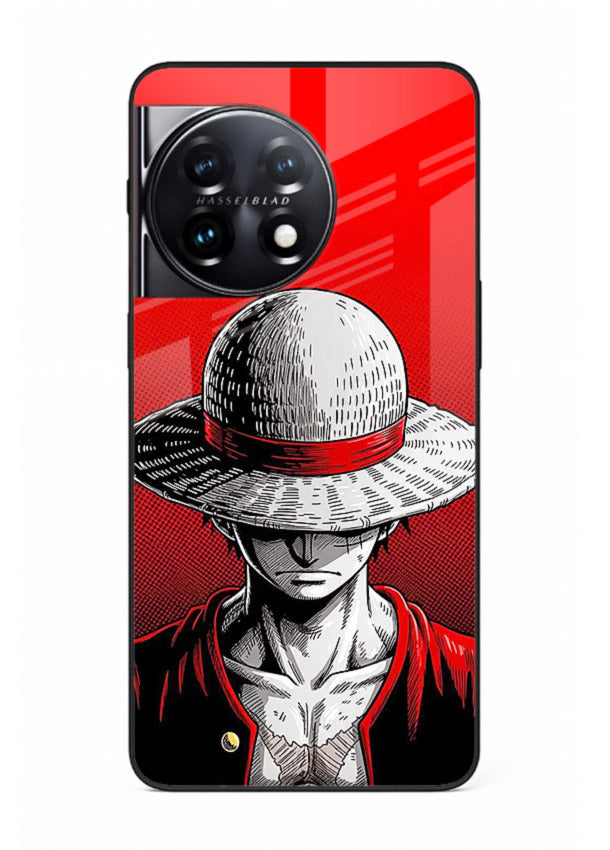 luffy red poster bold anime art OnePlus 11 glass cover dramatic pirate design case
