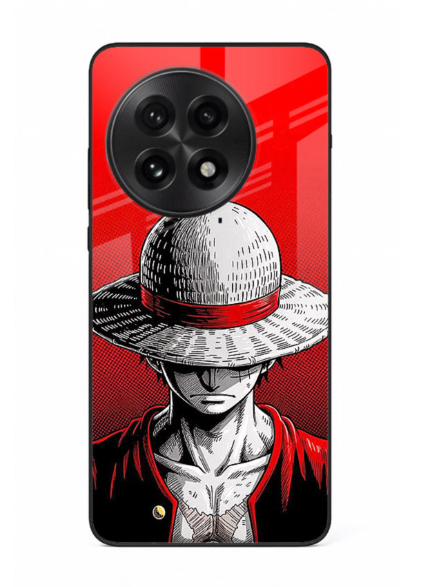 luffy red poster bold anime art OnePlus 13 glass cover dramatic pirate design case