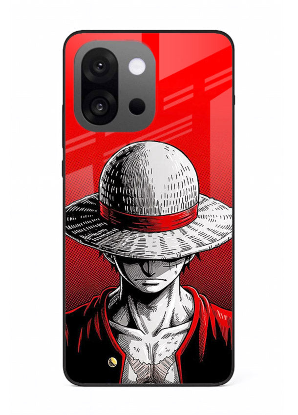 luffy red poster bold anime art OnePlus 13s glass cover dramatic pirate design case