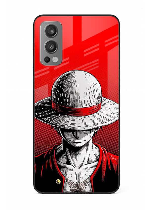 luffy red poster bold anime art OnePlus Nord 2 glass cover dramatic pirate design case