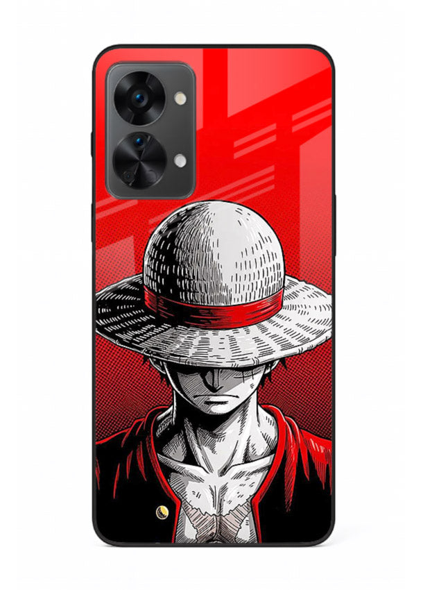 luffy red poster bold anime art OnePlus Nord 2T glass cover dramatic pirate design case