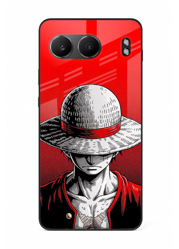 luffy red poster bold anime art OnePlus Nord 4 glass cover dramatic pirate design case