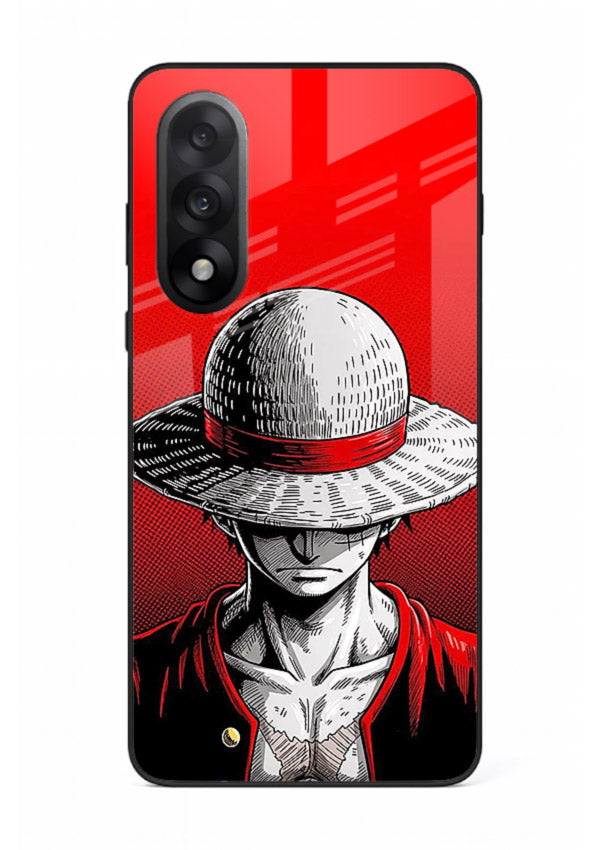 luffy red poster bold anime art OnePlus Nord 5 glass cover dramatic pirate design case