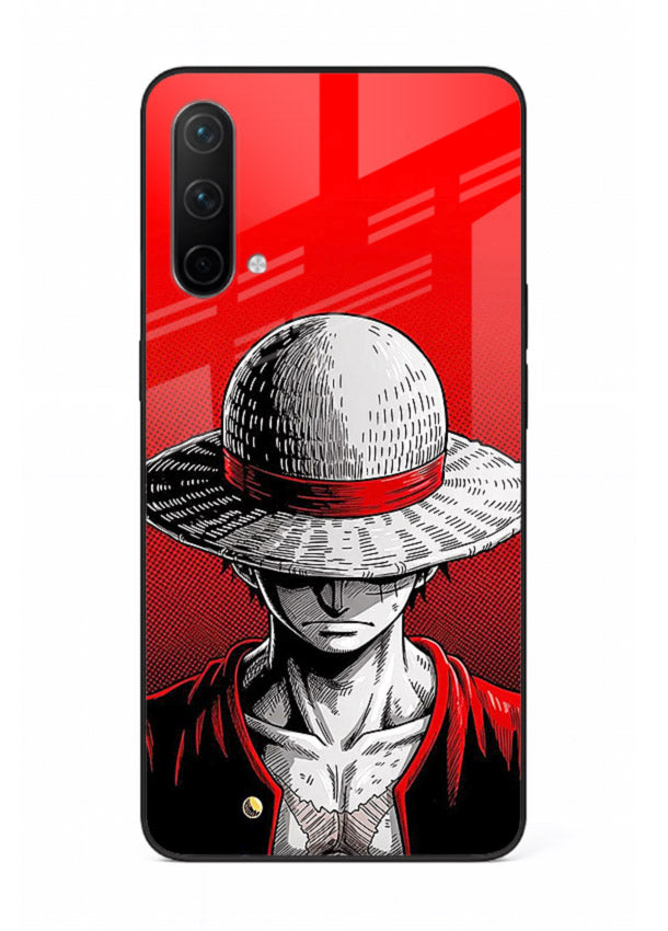 luffy red poster bold anime art OnePlus Nord CE 5G glass cover dramatic pirate design case
