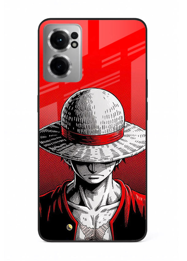 luffy red poster bold anime art OnePlus Nord CE2 5G glass cover dramatic pirate design case