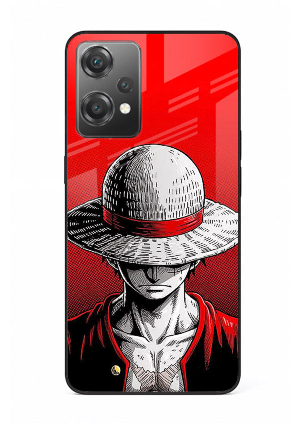 luffy red poster bold anime art OnePlus Nord CE2 Lite 5G glass cover dramatic pirate design case