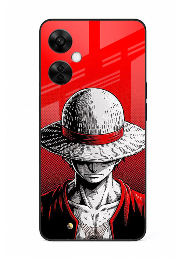 luffy red poster bold anime art OnePlus Nord CE3 Lite glass cover dramatic pirate design case