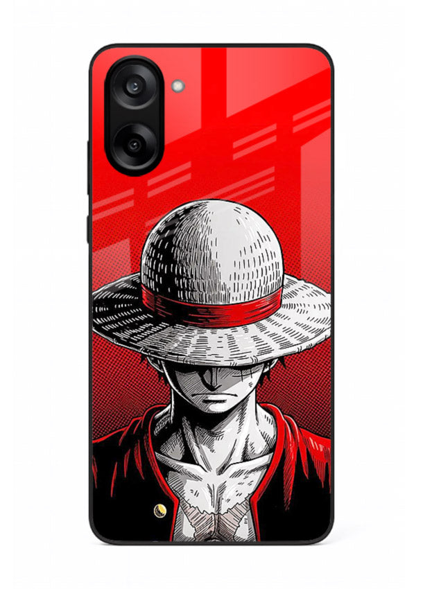 luffy red poster bold anime art OnePlus Nord CE5 glass cover dramatic pirate design case