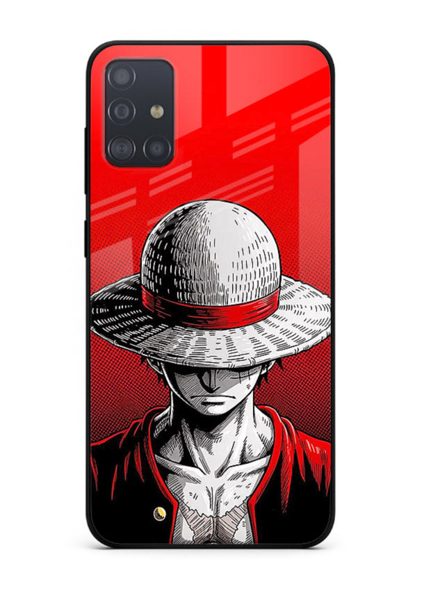 luffy red poster bold anime art Samsung A71 glass cover dramatic pirate design case