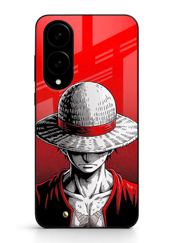 luffy red poster bold anime art Samsung S25 Edge glass cover dramatic pirate design case
