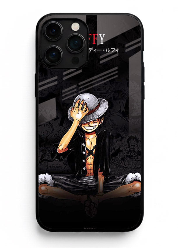 luffy reflection dark anime art iphone 12 pro max glass cover emotional pirate moment case