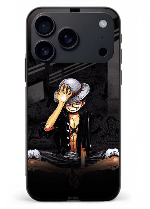 luffy reflection dark anime art iphone 18 pro max glass cover emotional pirate moment case