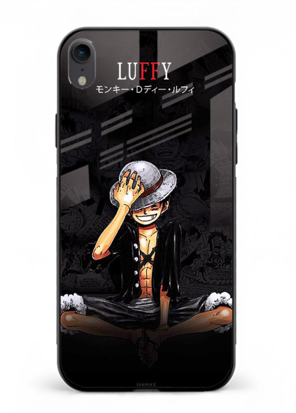 luffy reflection dark anime art iphone xr glass cover emotional pirate moment case