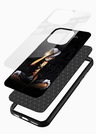 luffy reflection dark anime art glossy vibrant premium glass cover emotional pirate moment case - Angle Layers