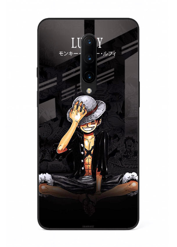 luffy reflection dark anime art OnePlus 7 Pro glass cover emotional pirate moment case