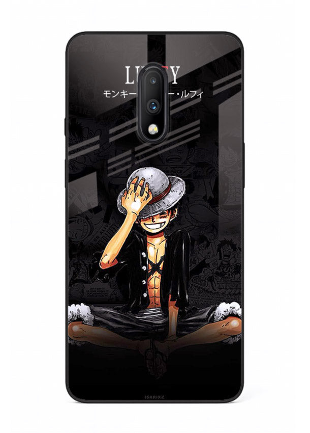 luffy reflection dark anime art OnePlus 7 glass cover emotional pirate moment case