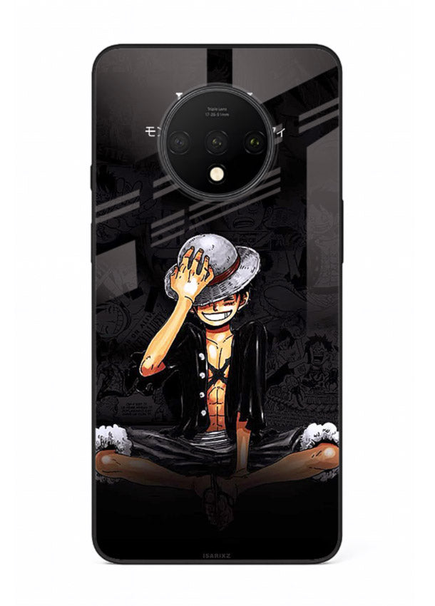 luffy reflection dark anime art OnePlus 7T glass cover emotional pirate moment case
