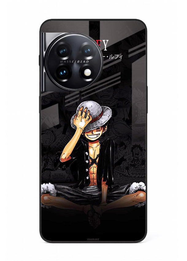 luffy reflection dark anime art OnePlus 11R glass cover emotional pirate moment case