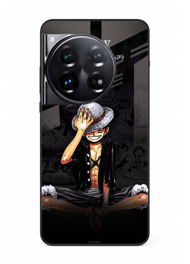 luffy reflection dark anime art OnePlus 12 glass cover emotional pirate moment case