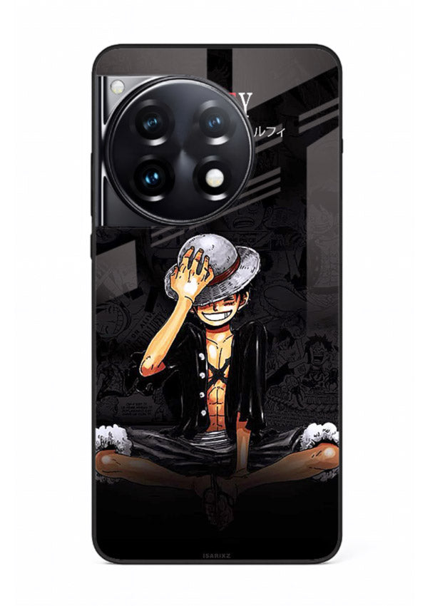 luffy reflection dark anime art OnePlus 12R glass cover emotional pirate moment case