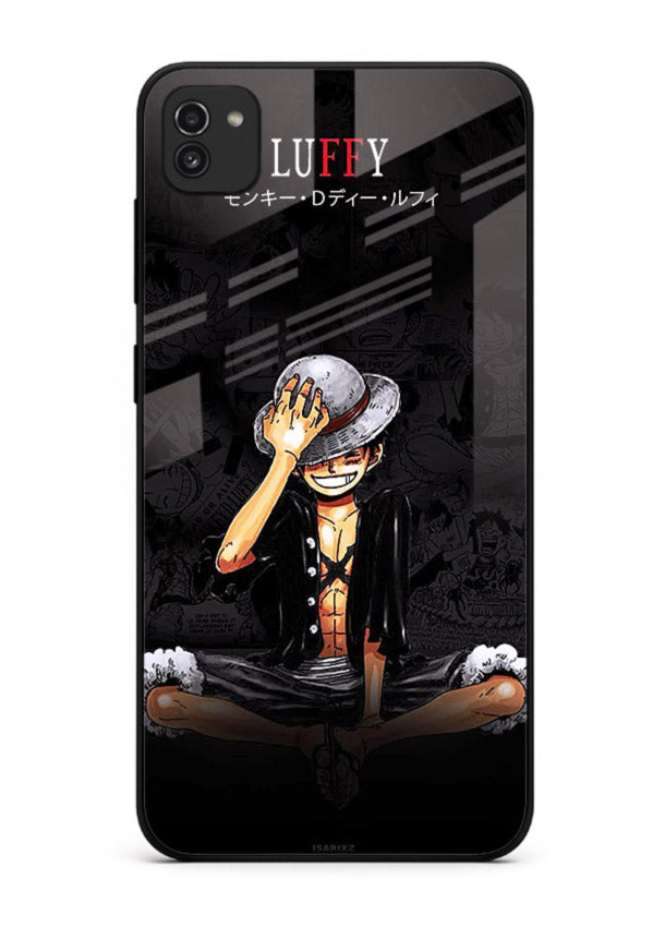 luffy reflection dark anime art Samsung A03 glass cover emotional pirate moment case