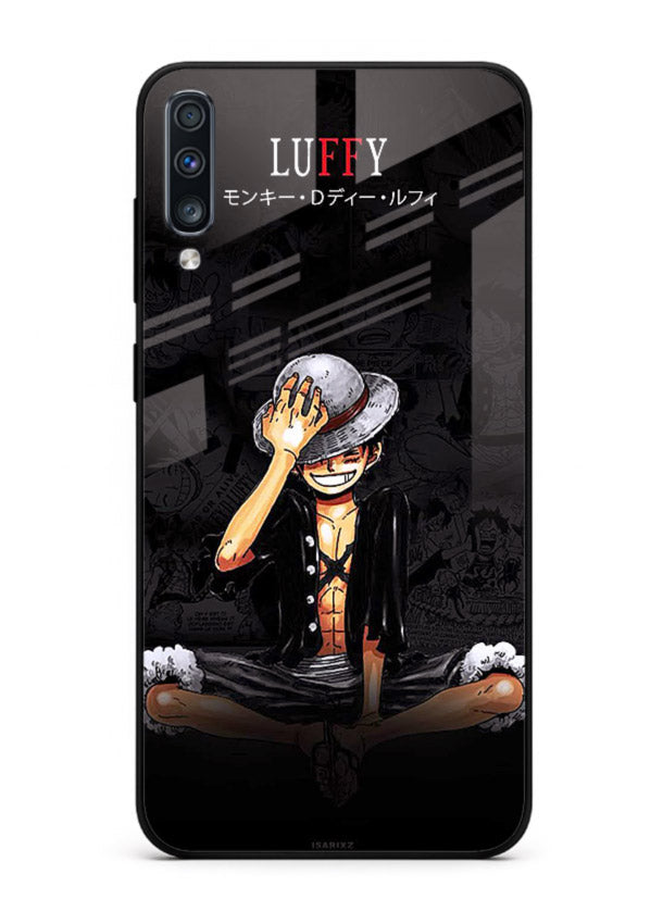 luffy reflection dark anime art Samsung A50 glass cover emotional pirate moment case