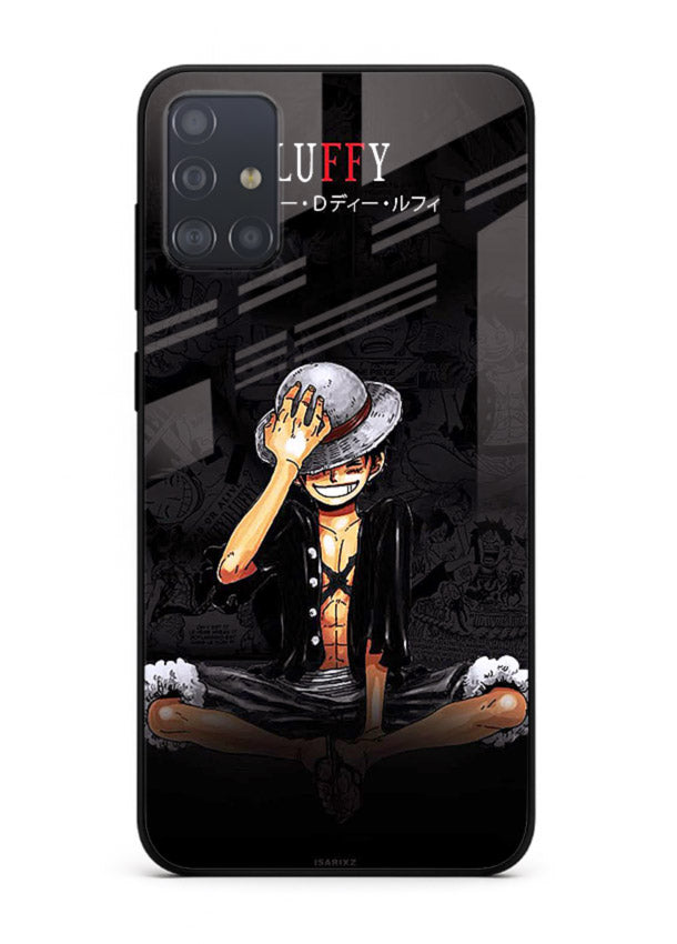luffy reflection dark anime art Samsung A51 glass cover emotional pirate moment case