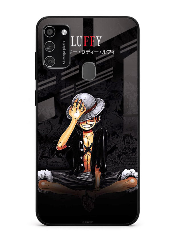 luffy reflection dark anime art Samsung M30s glass cover emotional pirate moment case