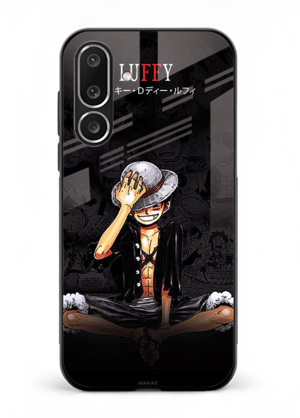 luffy reflection dark anime art Samsung M36 5G glass cover emotional pirate moment case