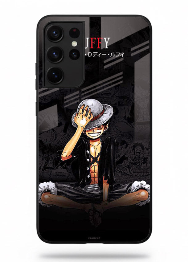 luffy reflection dark anime art Samsung S21 Ultra glass cover emotional pirate moment case