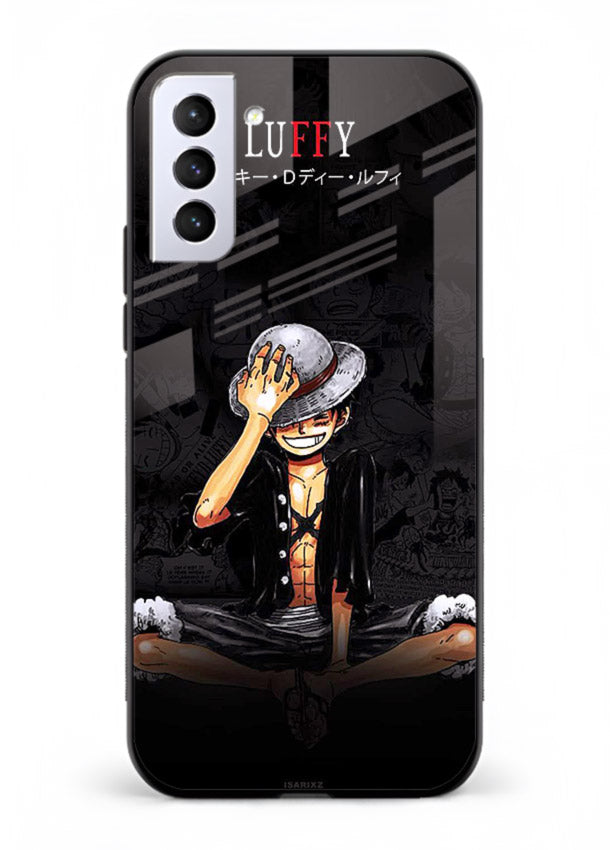 luffy reflection dark anime art Samsung S21 Plus glass cover emotional pirate moment case