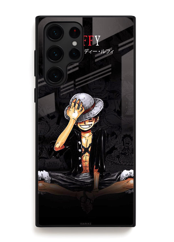 luffy reflection dark anime art Samsung S24 Ultra glass cover emotional pirate moment case