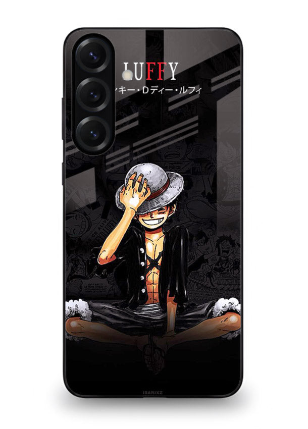 luffy reflection dark anime art Samsung S24 FE glass cover emotional pirate moment case