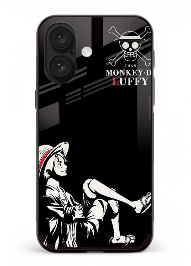 luffy sitting shadow minimal anime art iphone 18 glass cover calm pirate case