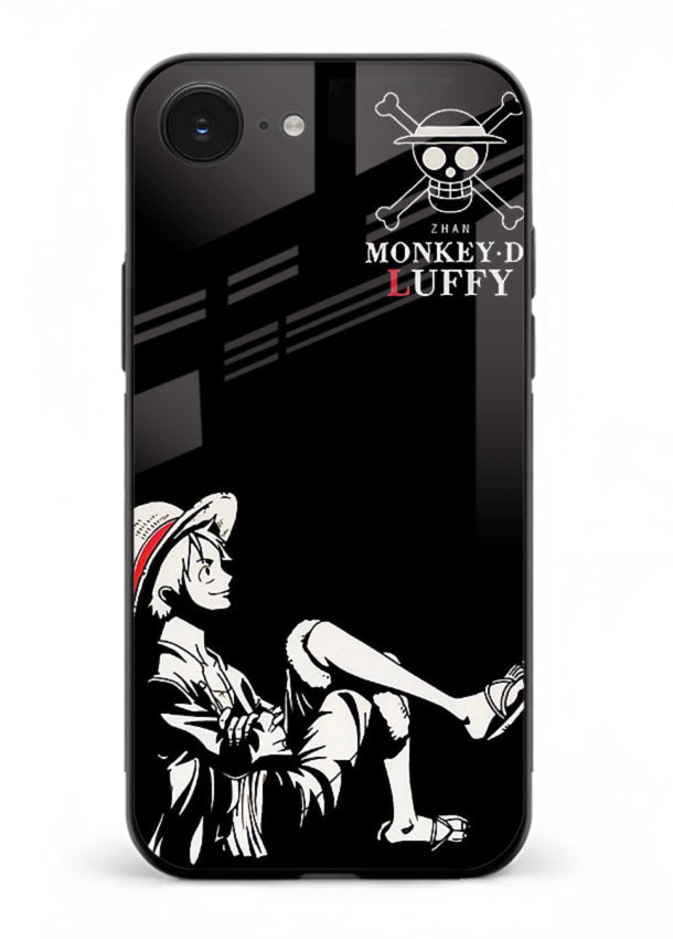 luffy sitting shadow minimal anime art iphone 16e glass cover calm pirate case