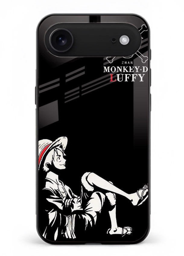 luffy sitting shadow minimal anime art iphone 17 air glass cover calm pirate case