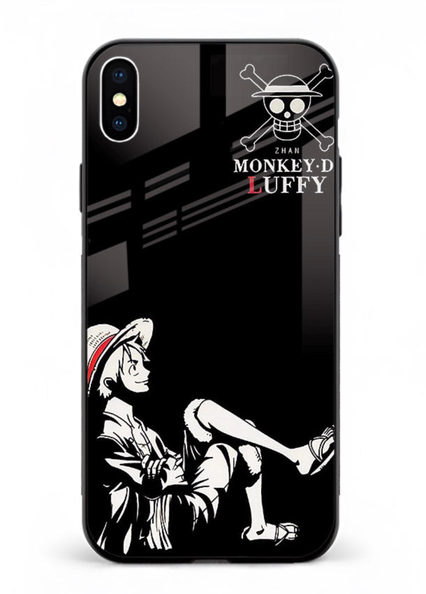 luffy sitting shadow minimal anime art iphone xs max glass cover calm pirate case
