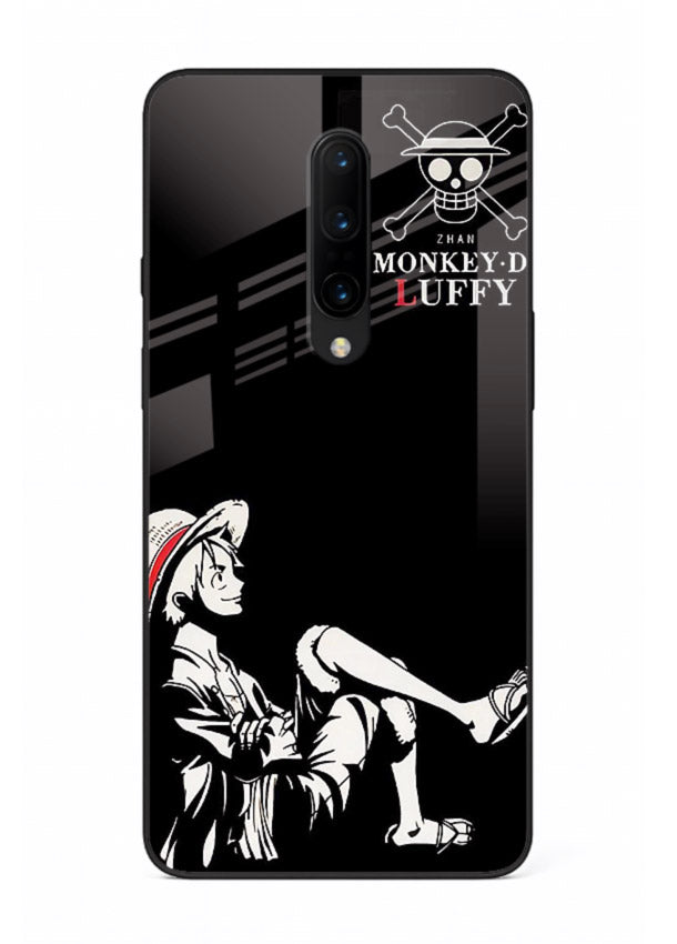 luffy sitting shadow minimal anime art OnePlus 8 glass cover calm pirate case