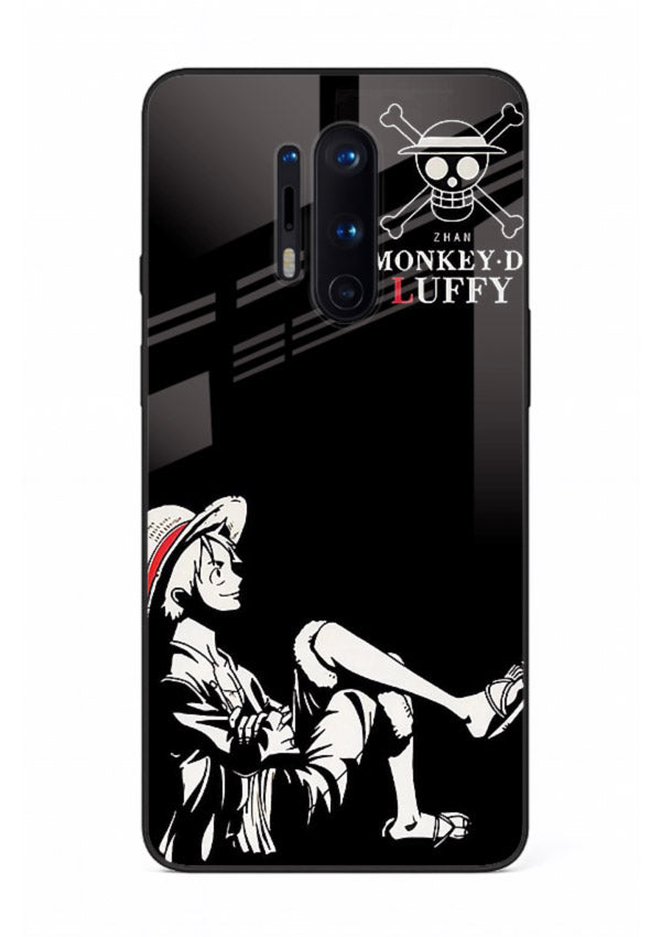 luffy sitting shadow minimal anime art OnePlus 8 Pro glass cover calm pirate case