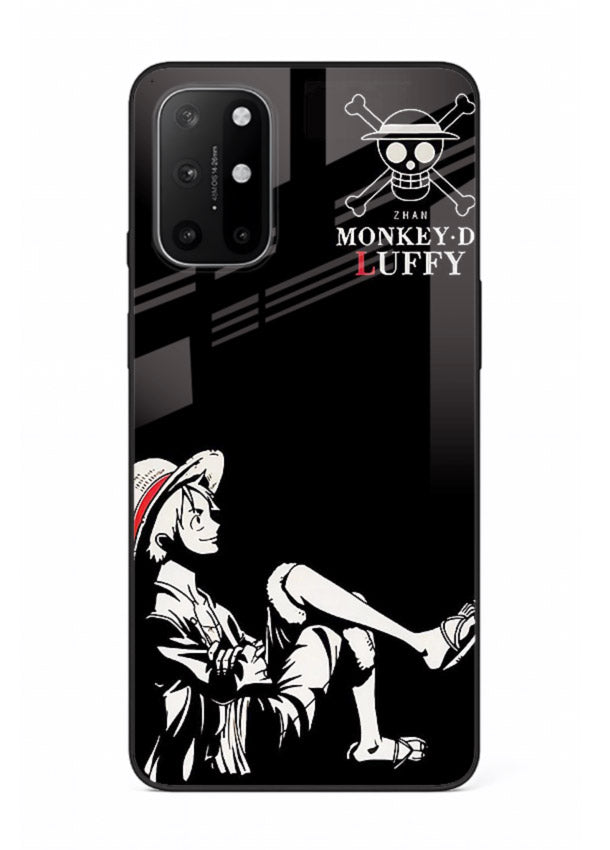 luffy sitting shadow minimal anime art OnePlus 8T glass cover calm pirate case