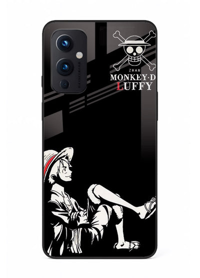 luffy sitting shadow minimal anime art OnePlus 9 Pro glass cover calm pirate case
