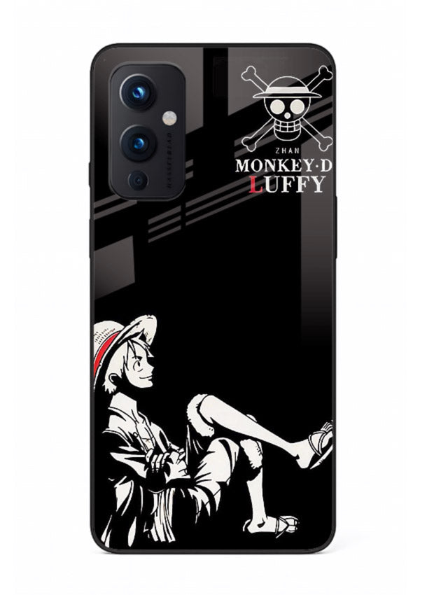 luffy sitting shadow minimal anime art OnePlus 9 Pro glass cover calm pirate case