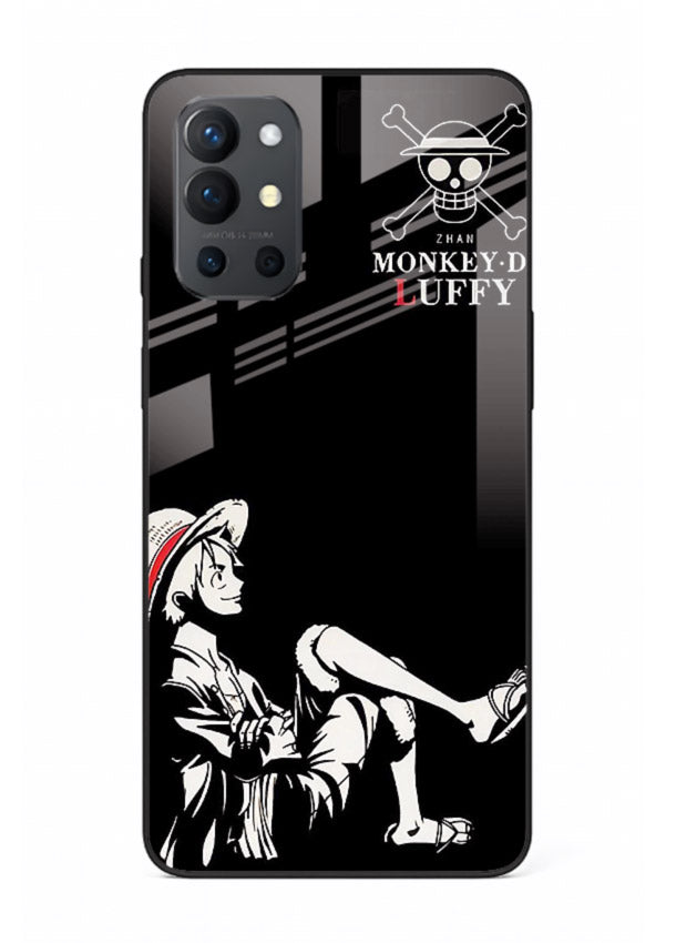 luffy sitting shadow minimal anime art OnePlus 9R glass cover calm pirate case