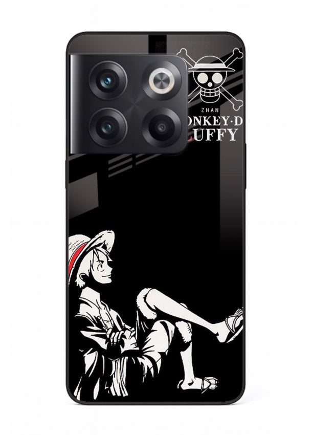luffy sitting shadow minimal anime art OnePlus 10T glass cover calm pirate case